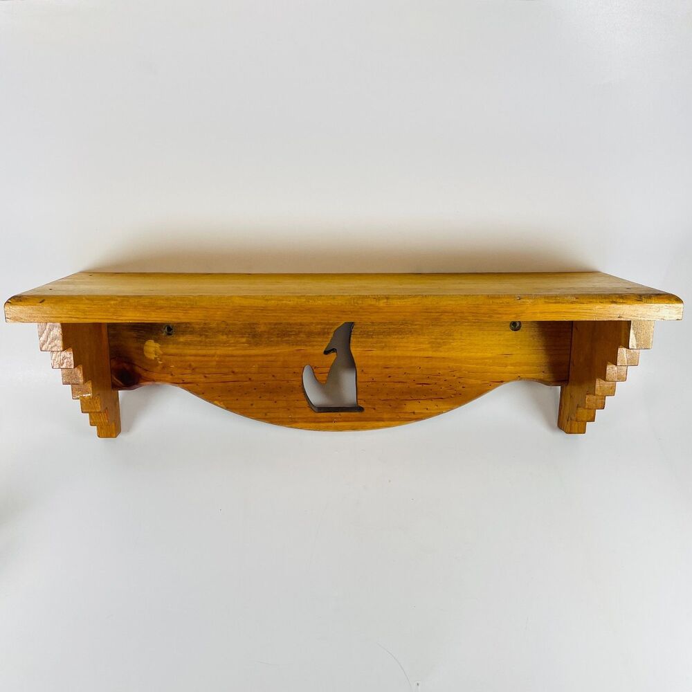 Vtg Wood Wall Shelf Coyote Cutout Country Farmhouse Cottagecore Southwest 18x5"